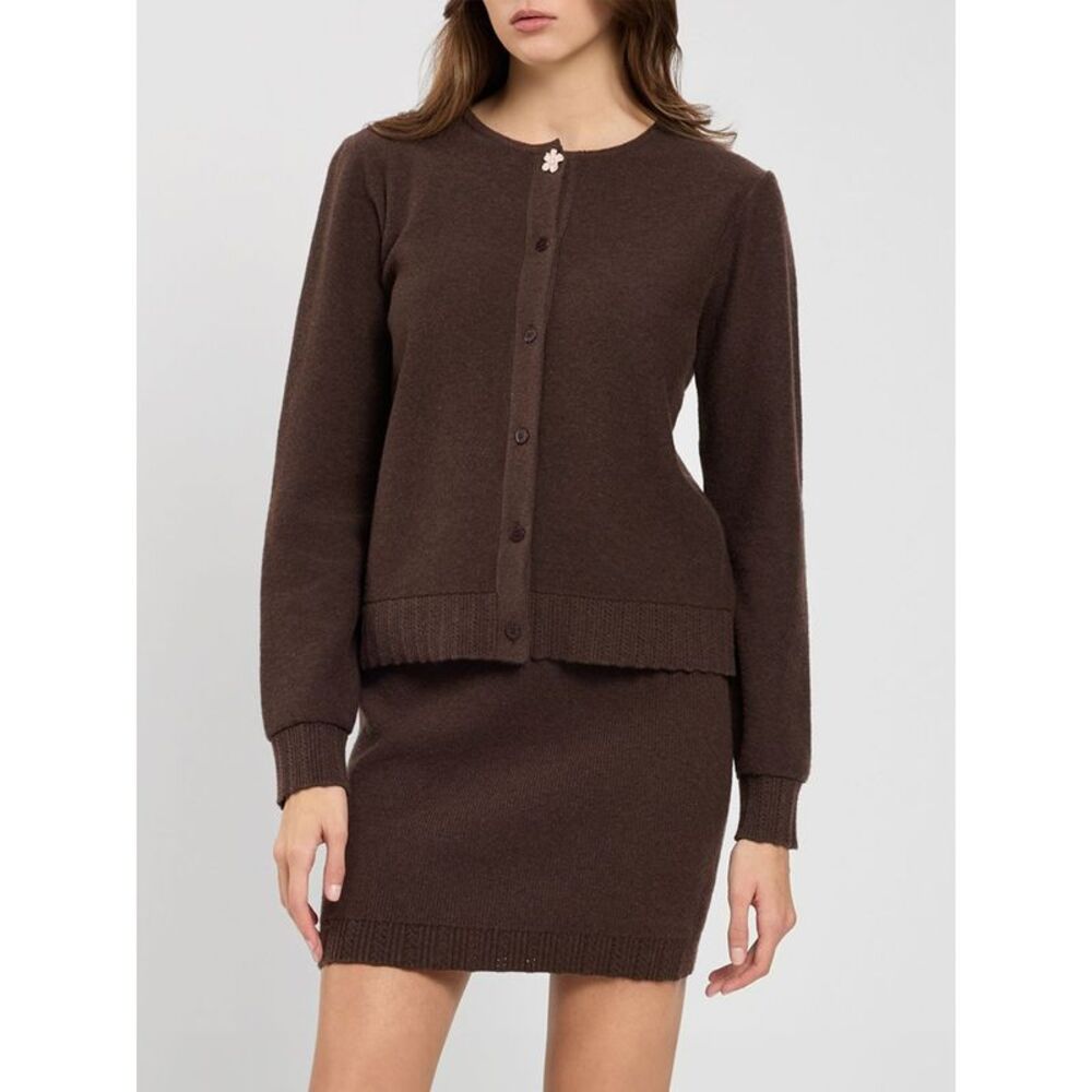 Twinset U&B Women Twinset U&B Crewneck Cardigan In Wool, Silk And Cotton Blend